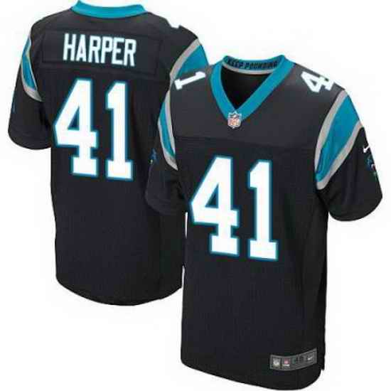 Nike Panthers #41 Roman Harper Black Team Color Mens Stitched NFL Elite Jersey